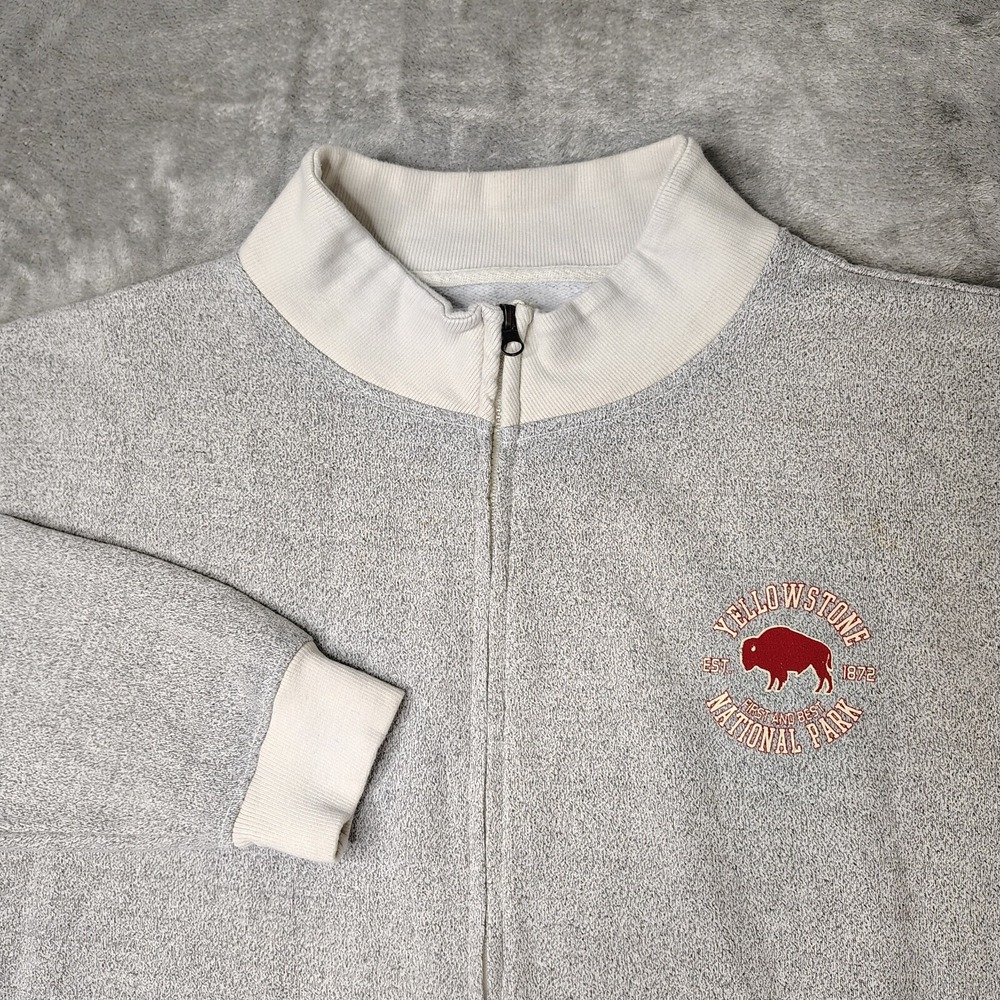 Rag Wear U.S.A. Yellowstone National Park Zip Sweatshirt Mens 2XL Gray Buffalo